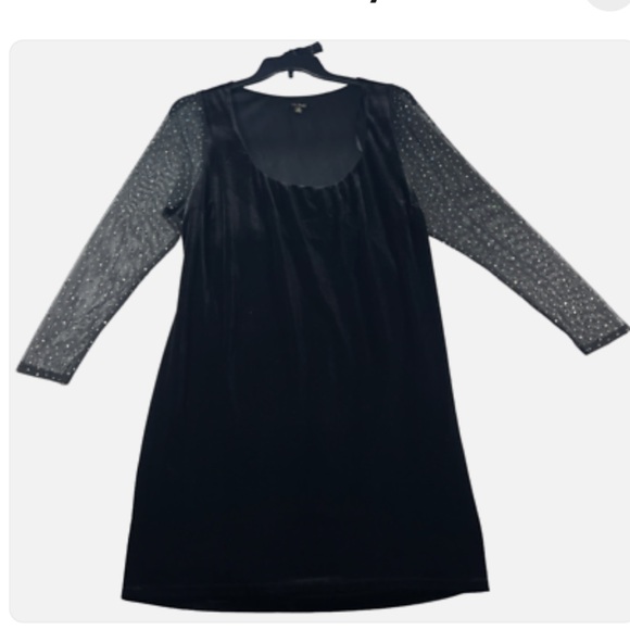 City Studio Black Dress with Glittery Sleeves - Picture 1 of 5